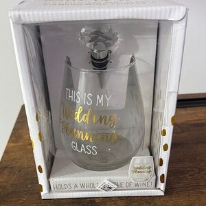 Wedding Planning Wine Glass with Crystal Stopper